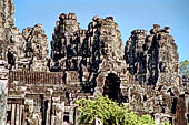 Angkor Thom - Bayon temple, second enclosure, towers of the South gopura 